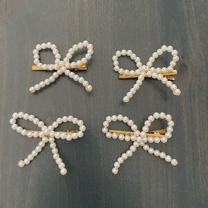 Pearl Bow Hair Clips